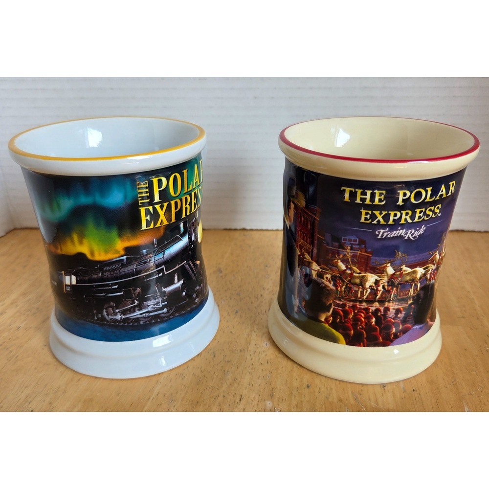Warner Bros. The Polar Express Movie Train Ride 3D Embossed Ceramic Mug Set of 2 - Picture 2 of 16